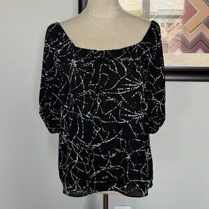 Alex & Lili Black and White Off-Shoulder Blouse M